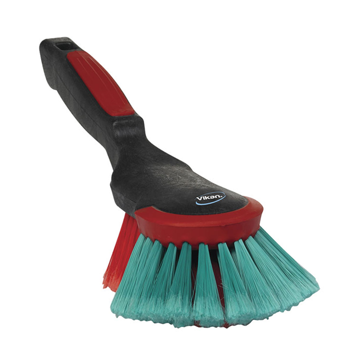 cleaning-equipment-brushware-vikan-vehicle-hand-brush-soft-split-bristle-black-polypropylene-handle-red-green-nylon-filaments-rubber-edge-protect-vehicle-paintwork-vjs-distributors-28/T524652